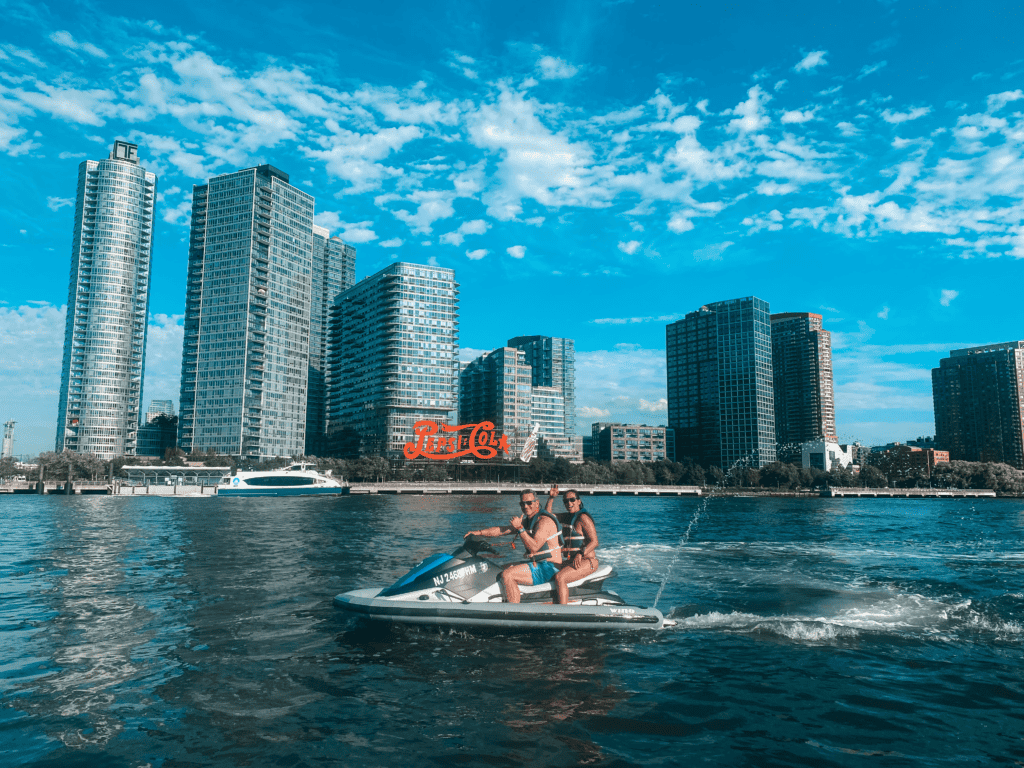 man an woman on a Manhattan Island Jet Ski Tour